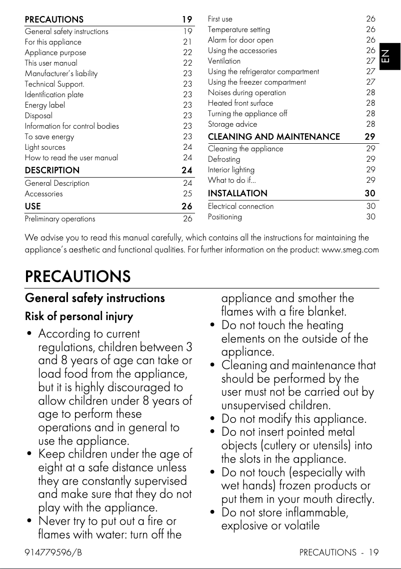 Page n°1 - Brochure Smeg FAB30RBL5