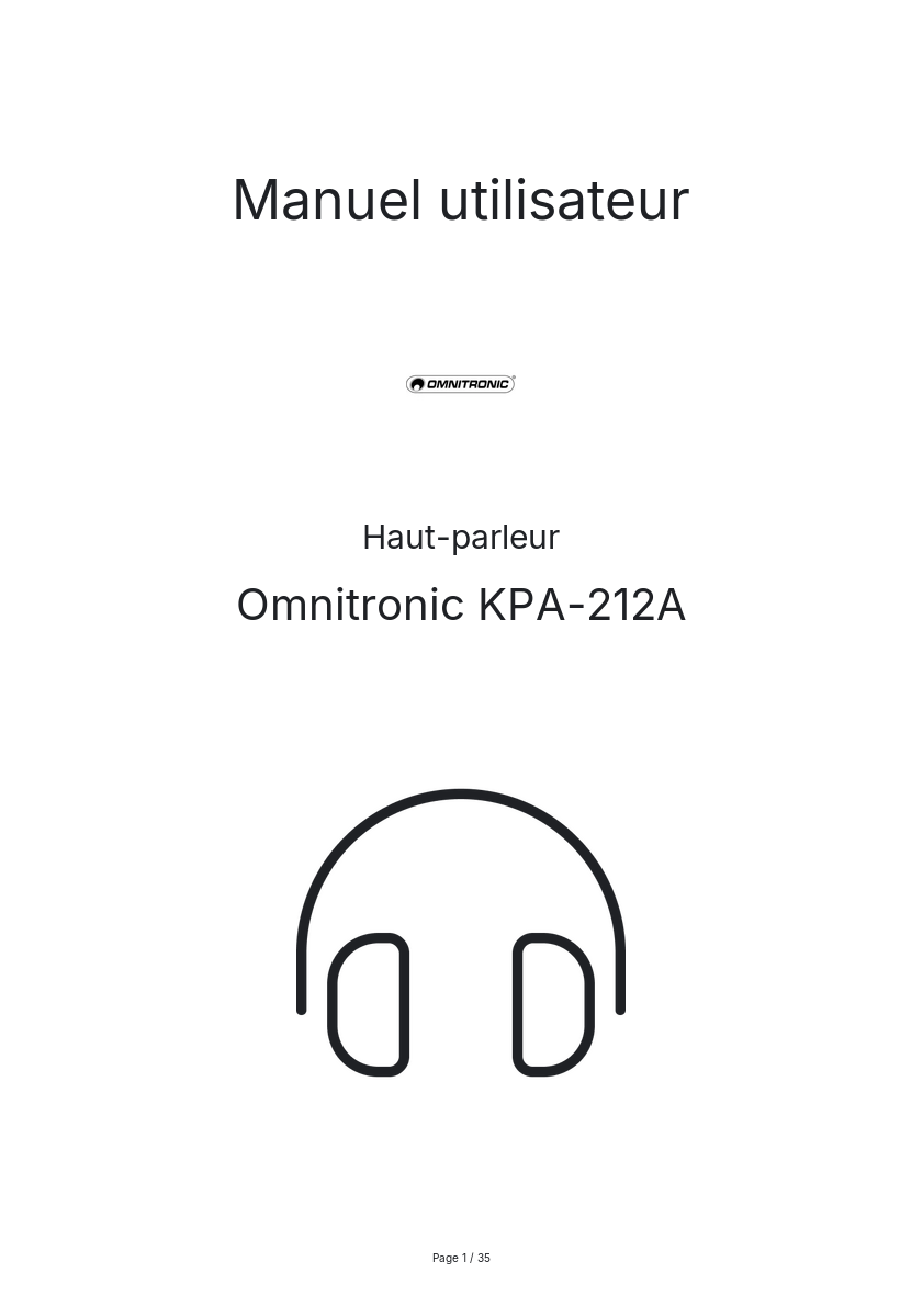 Page n°1 - Manuel utilisateur Omnitronic KPA-212A