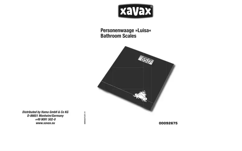 Page 1 de la notice Manuel utilisateur Xavax Luisa