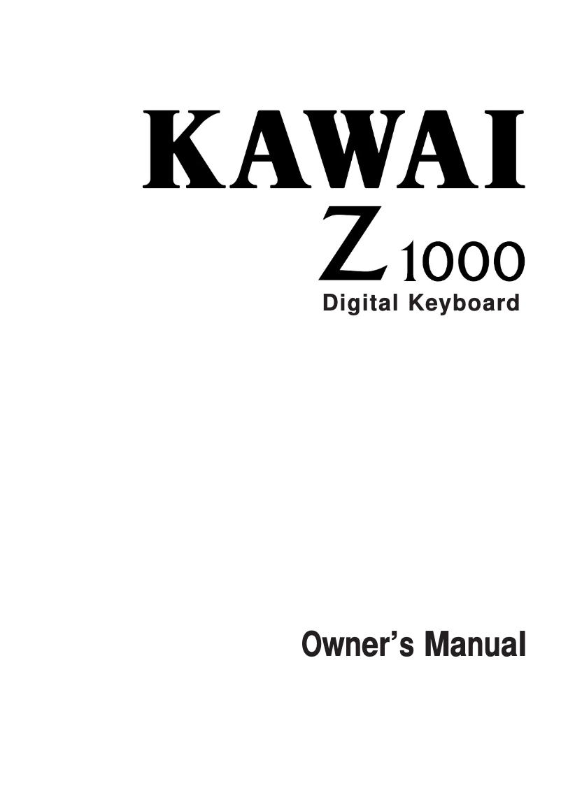 Page n°1 - Manuel utilisateur Kawai Z1000