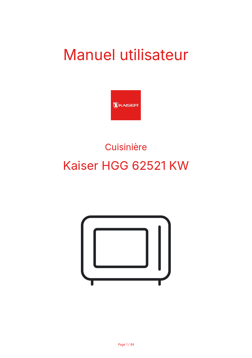 Page n°1 - Manuel utilisateur Kaiser HGG 62521 KW