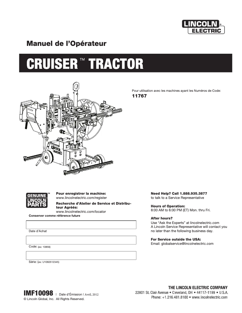 Página 1 del manual Manual de usuario Lincoln Electric Cruiser