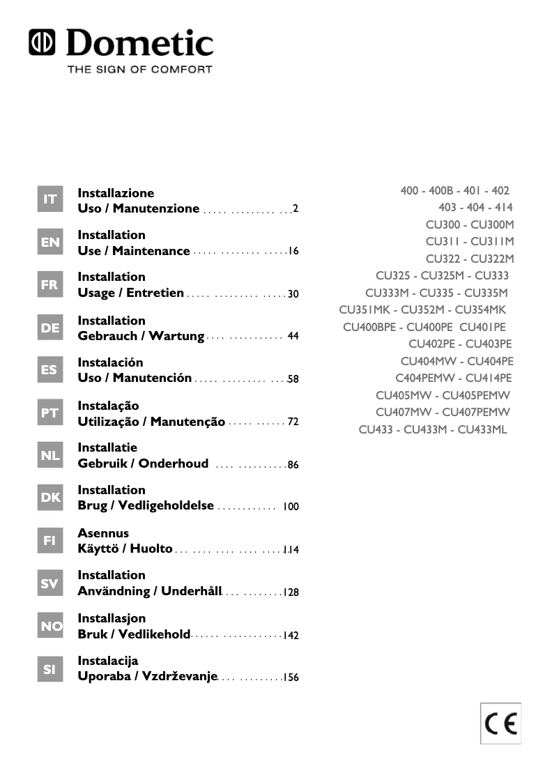 Page 1 de la notice Manuel utilisateur Dometic 400B