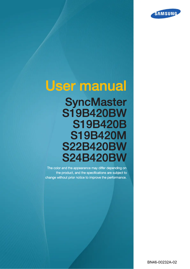 Image de la première page du manuel de l'appareil SyncMaster S19B420M
