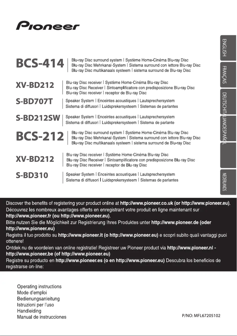 Page 1 de la notice Manuel utilisateur Pioneer BCS-212