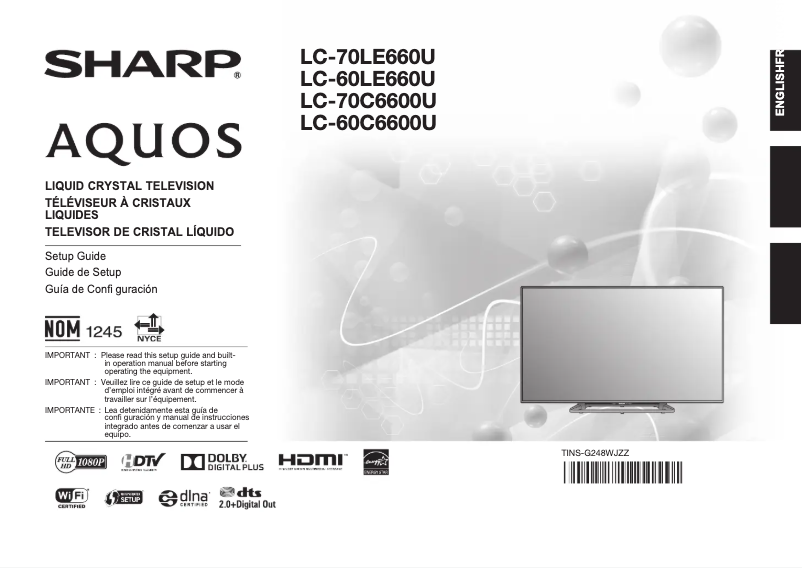 Page n°1 - Manuel utilisateur Sharp Aquos LC-60C6600U
