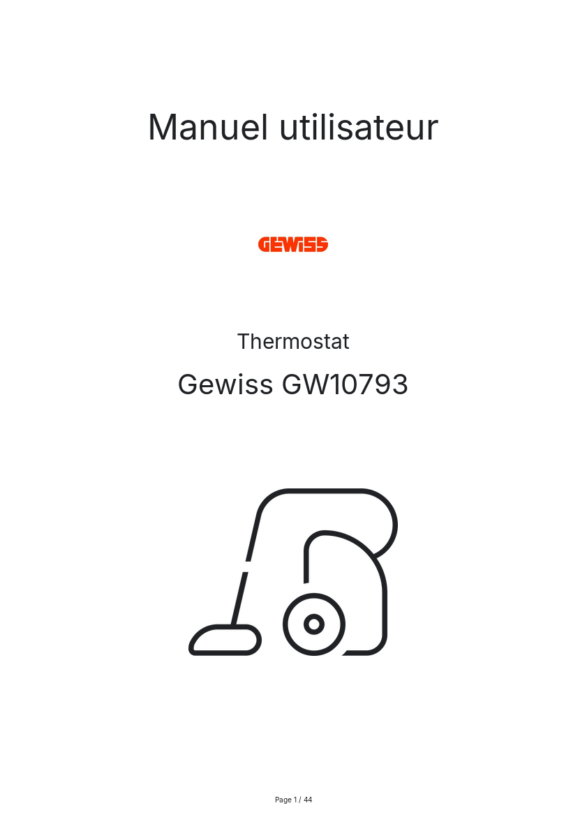 Page n°1 - Manuel utilisateur Gewiss GW10793