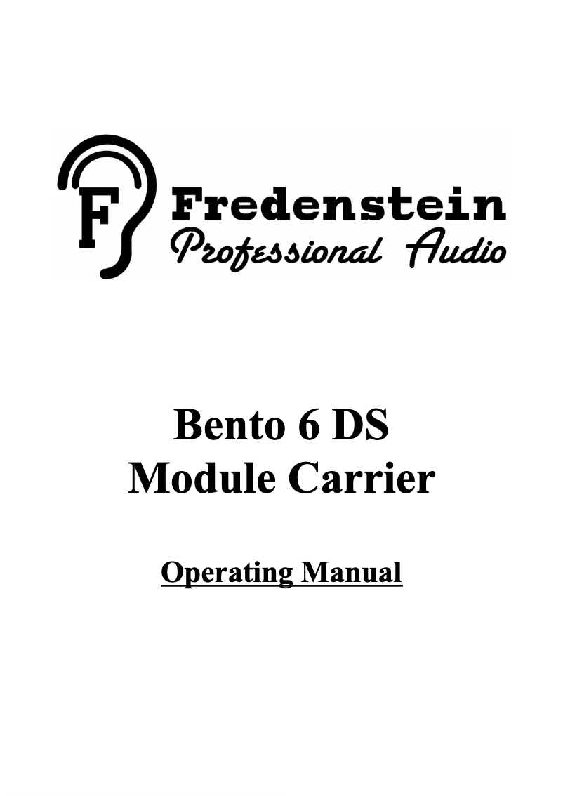 Page n°1 - Manuel utilisateur Fredenstein Bento 6 DS