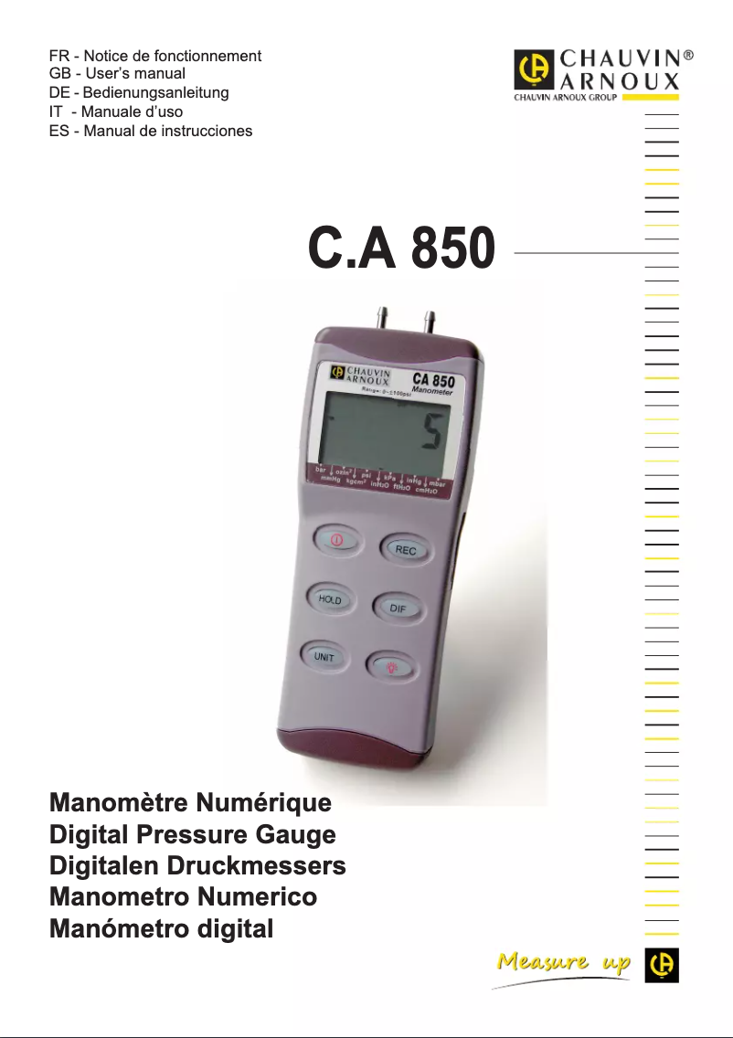 Image de la première page du manuel de l'appareil C.A 850