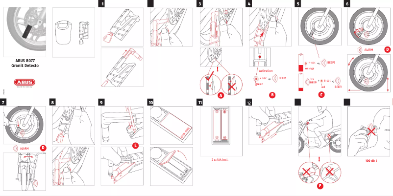 Page 1 de la notice Manuel utilisateur Abus Granit Detecto 8077