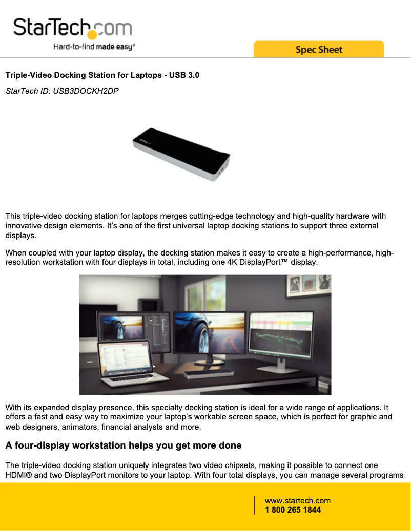 Image de la première page du manuel de l'appareil USB3DOCKH2DP