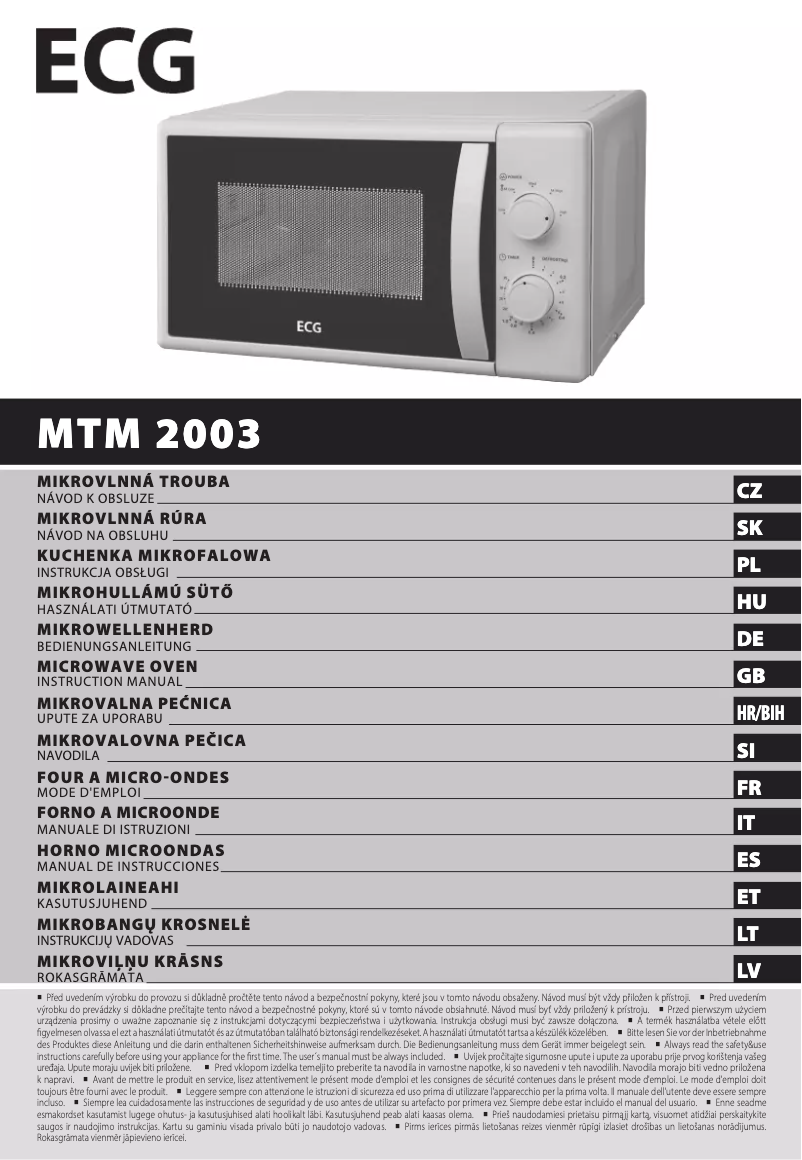 Page n°1 - Manuel utilisateur ECG MTM 2003 W