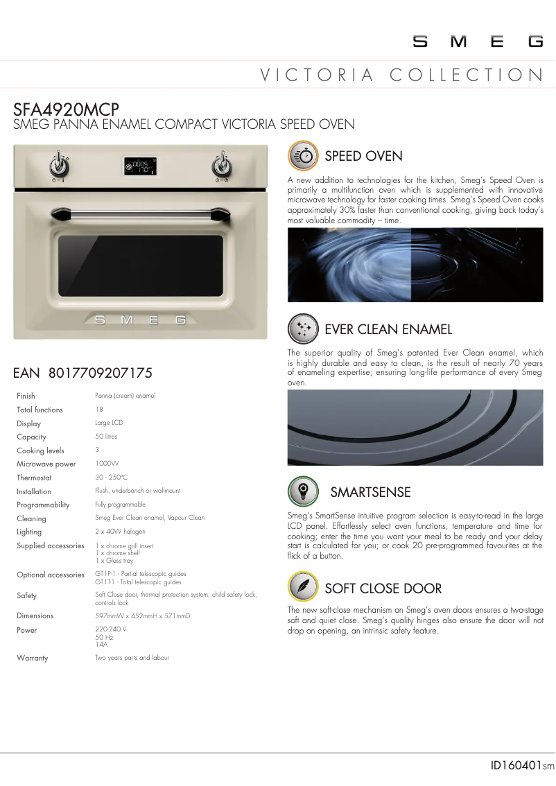 Página 1 del manual Ficha técnica Smeg SFA4920MCP