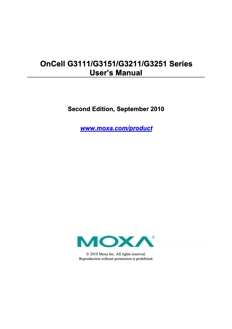 Page n°1 - Manuel utilisateur Moxa OnCell G3251