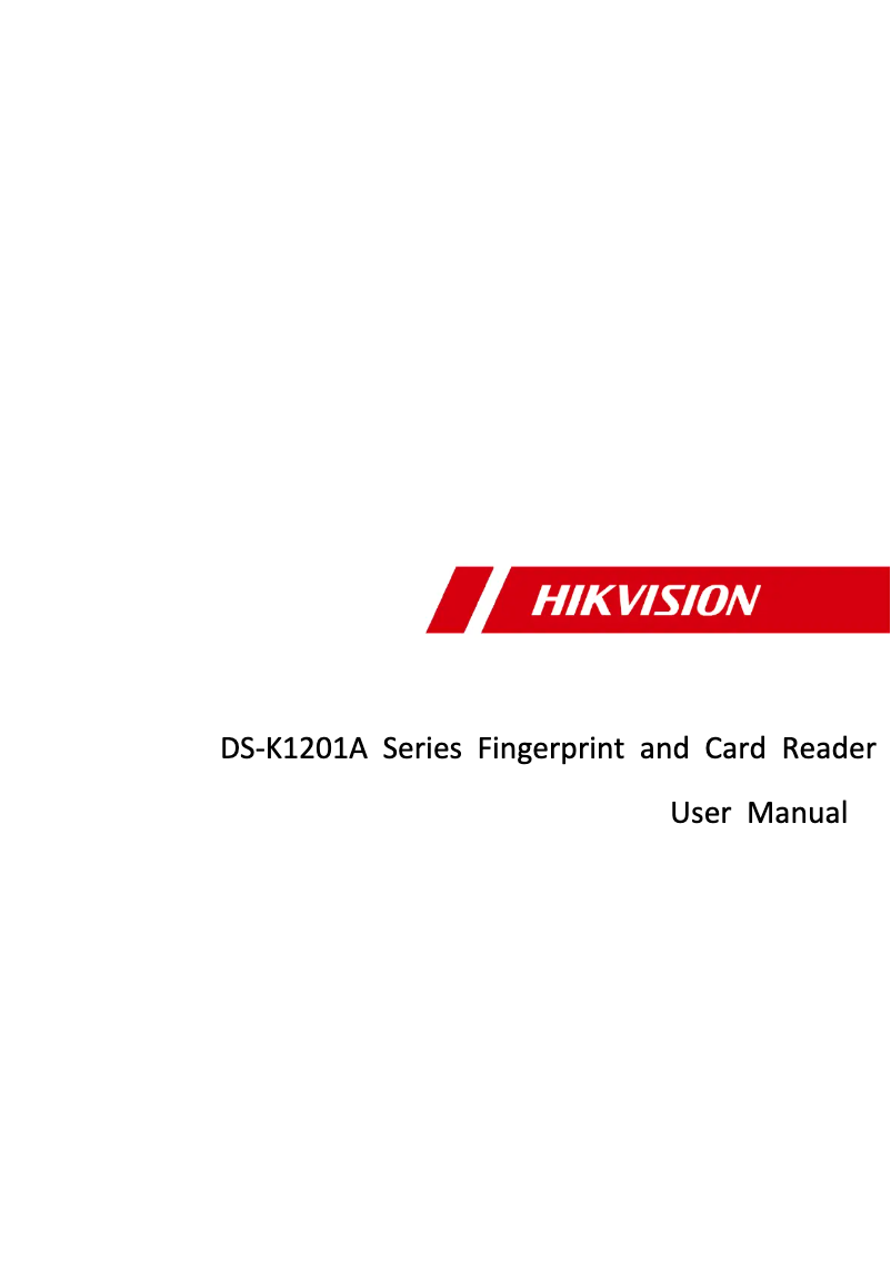 Page n°1 - Manuel utilisateur Hikvision DS-K1201AEF