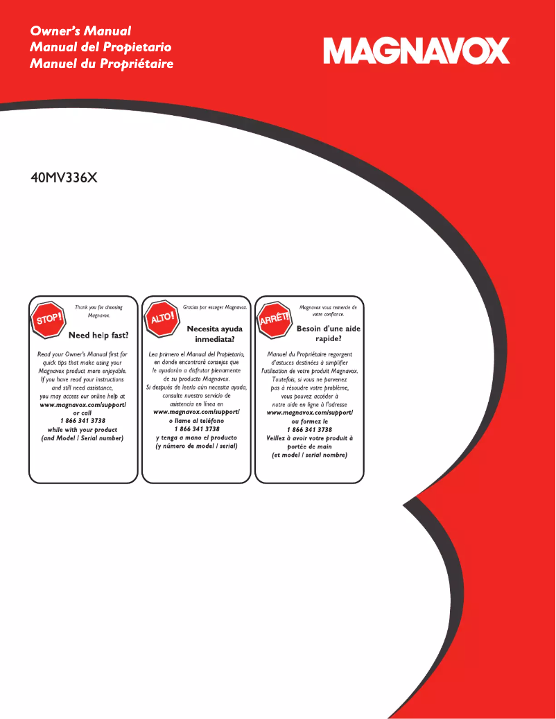 Page 1 de la notice Manuel utilisateur Magnavox 40MV336X