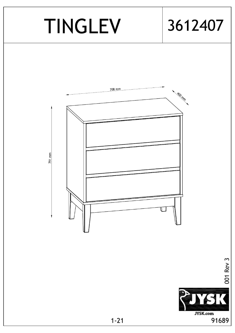 Page 1 de la notice Manuel utilisateur JYSK Tinglev (71x80x40)