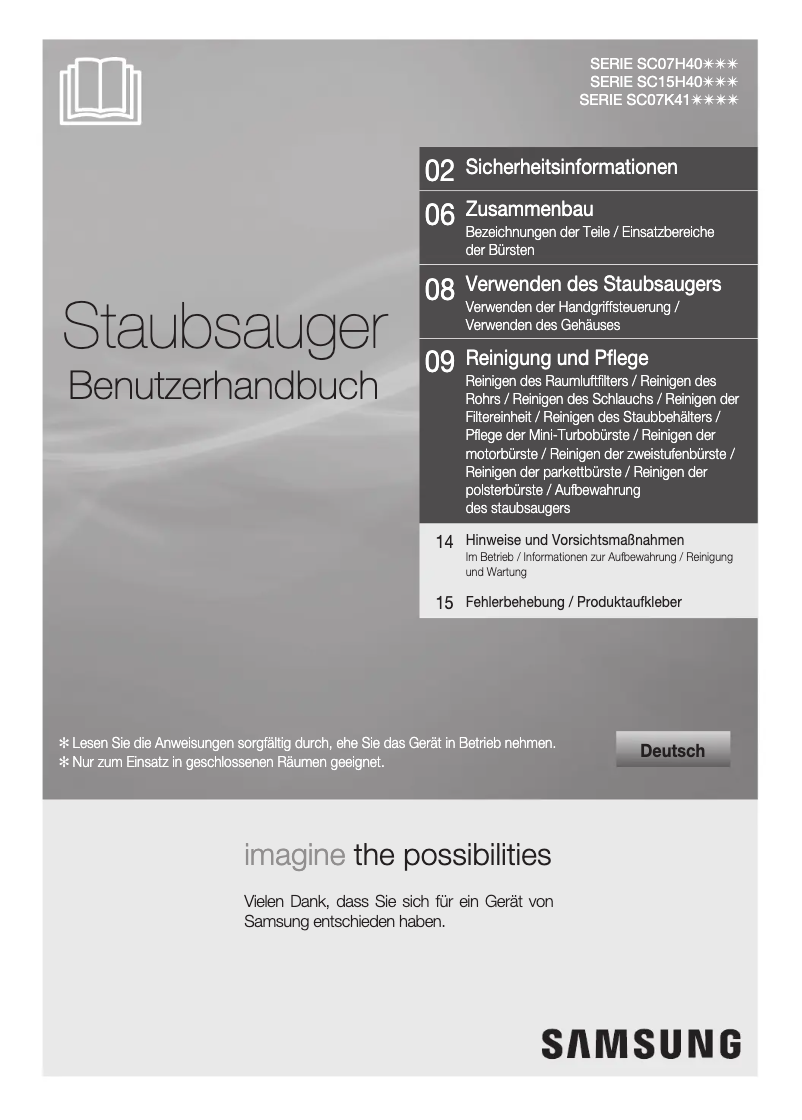 Image de la première page du manuel de l'appareil SC15H40