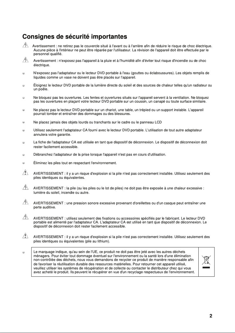 Page n°1 - Manuel utilisateur Yarvik PDV102