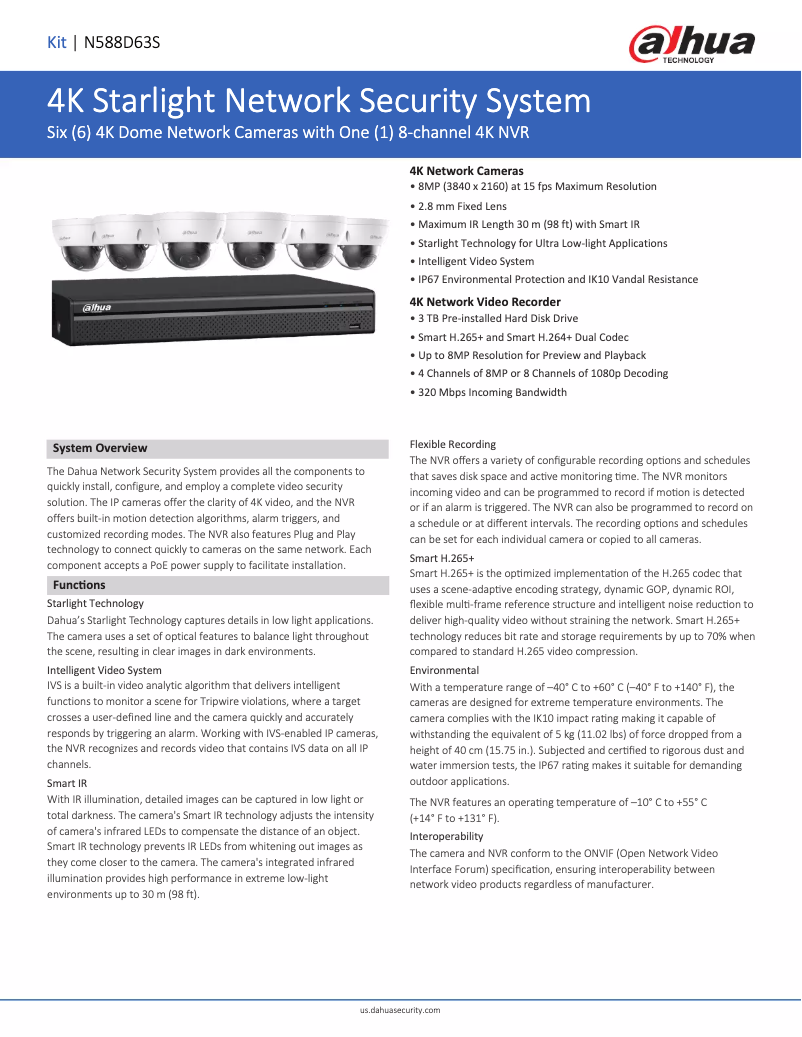 Page 1 de la notice Fiche technique Dahua Technology N588D63S