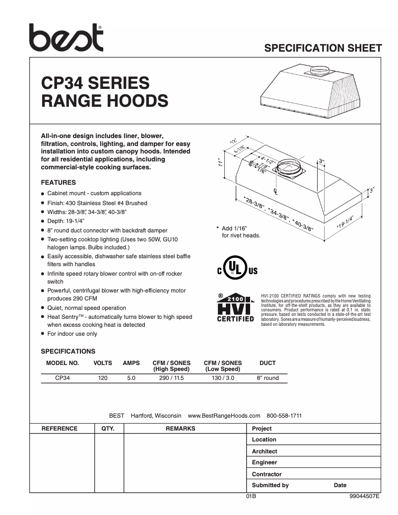 Page n°1 - Fiche technique Best 5810005