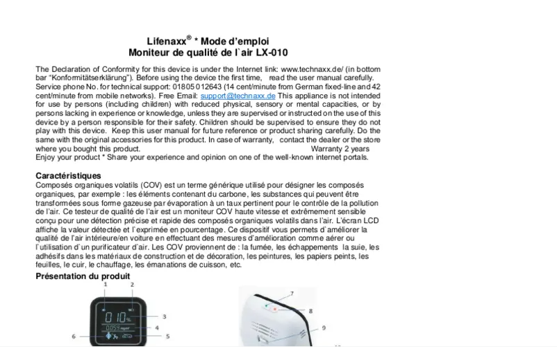 Image de la première page du manuel de l'appareil LX-010