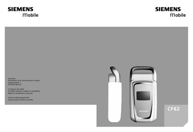 Image de la première page du manuel de l'appareil CF62