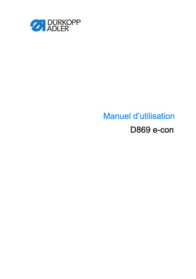 Image de la première page du manuel de l'appareil D869 e-con