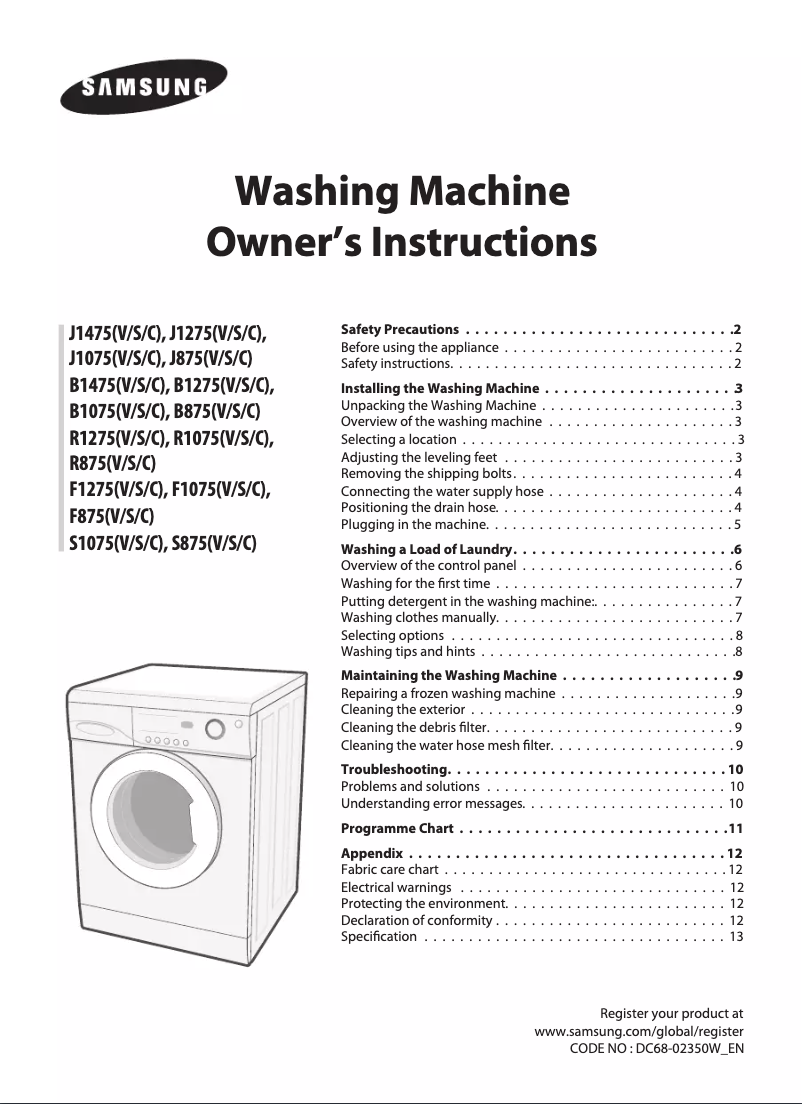 Page 1 de la notice Manuel utilisateur Samsung B1075T
