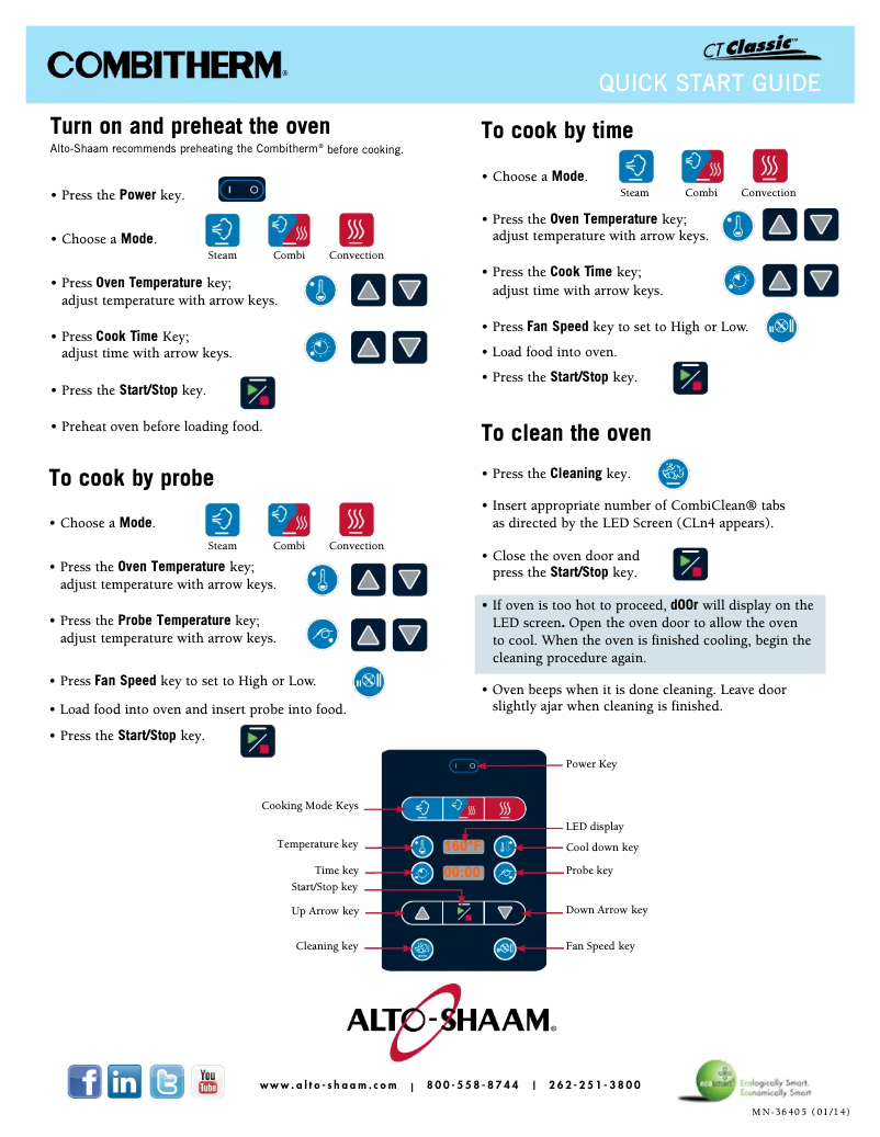 Page 1 de la notice Guide de démarrage rapide Alto-Shaam CTC7-208E