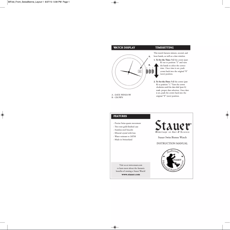 Page 1 de la notice Manuel utilisateur Stauer 37174