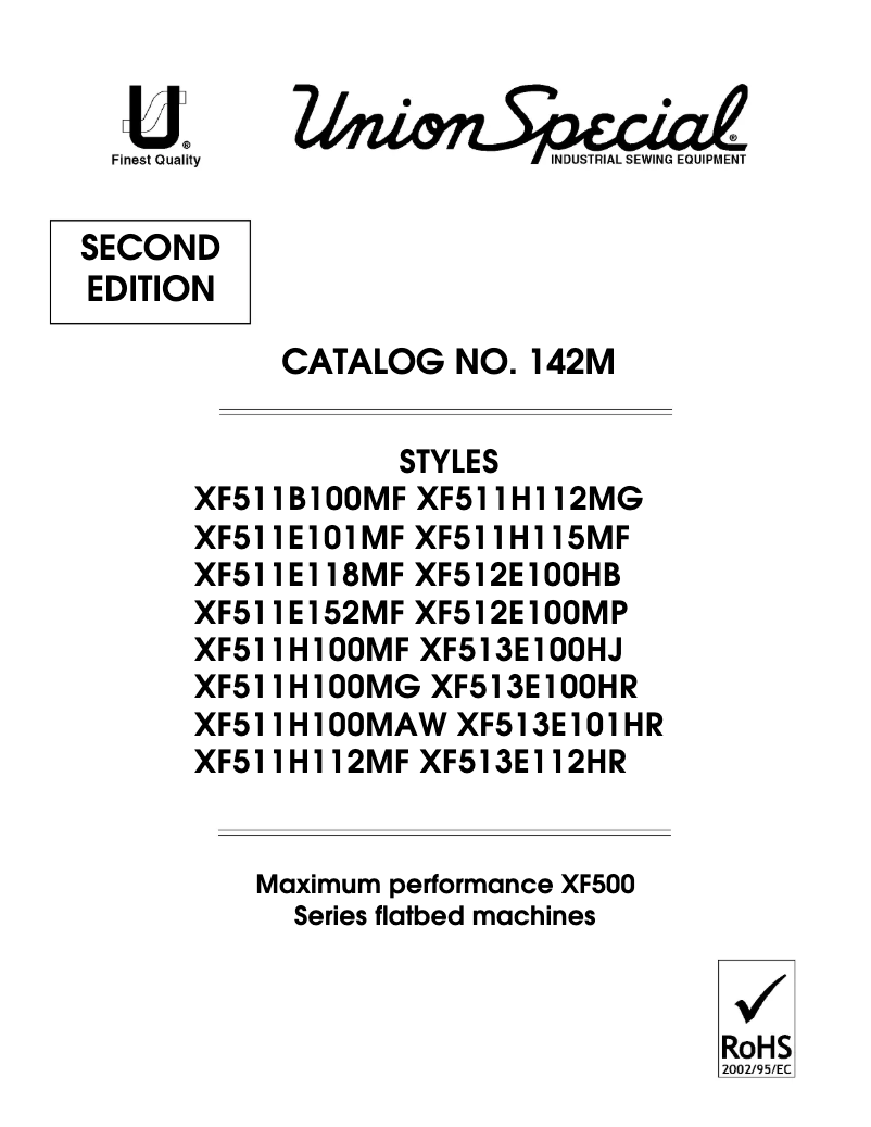 Page n°1 - Manuel utilisateur Union Special XF513E101HR