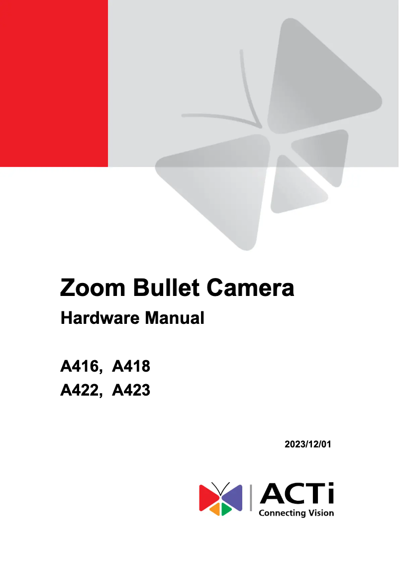 Page 1 de la notice Manuel utilisateur ACTi A415