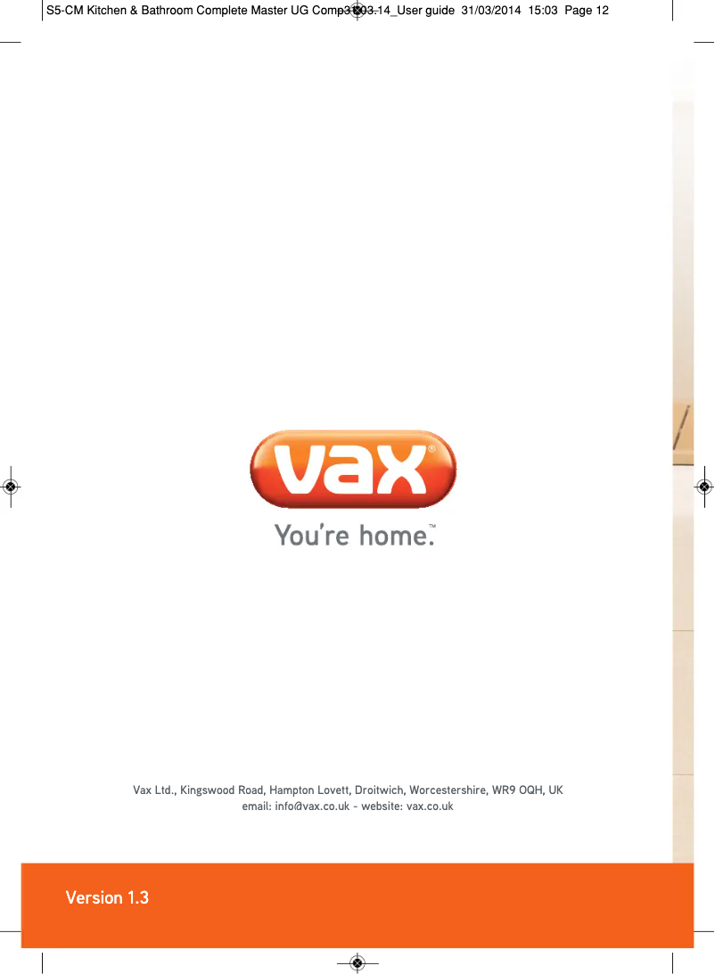 Página 1 del manual Manual de usuario Vax S5-CM