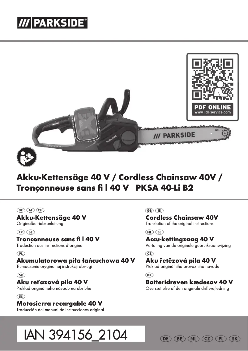 Page n°1 - Manuel utilisateur Parkside PKSA 40-Li A1