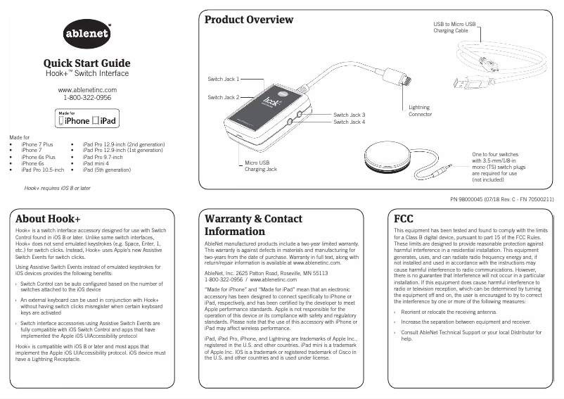 Image de la première page du manuel de l'appareil Hook+