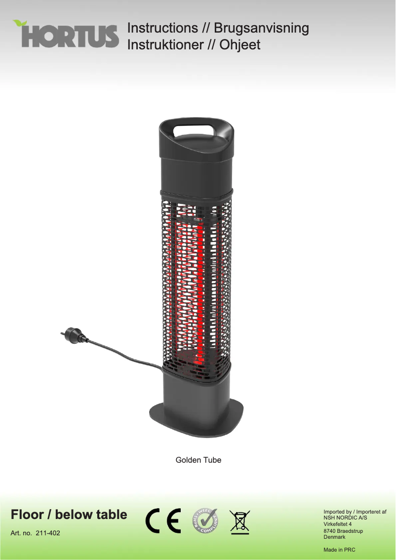 Page 1 de la notice Manuel utilisateur Hortus Golden Tube 211-402