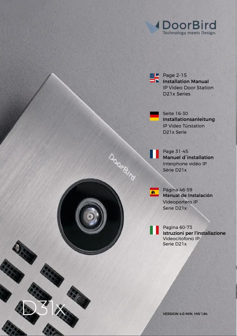 Page 1 de la notice Manuel utilisateur DoorBird D2102FV