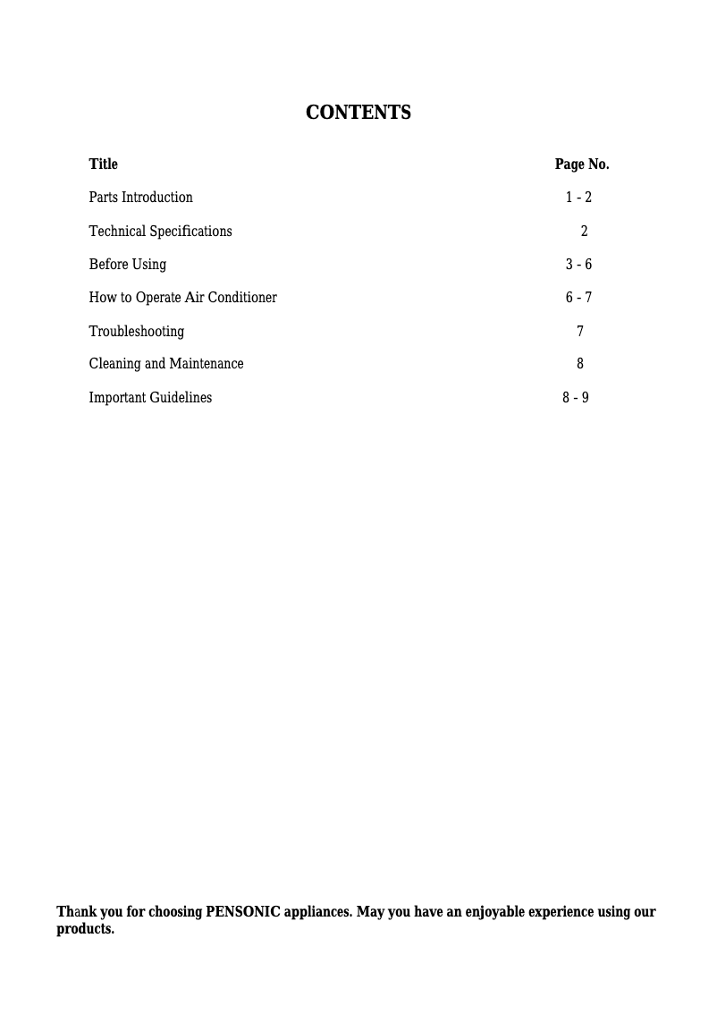 Page n°1 - Manuel utilisateur Pensonic PPA-159
