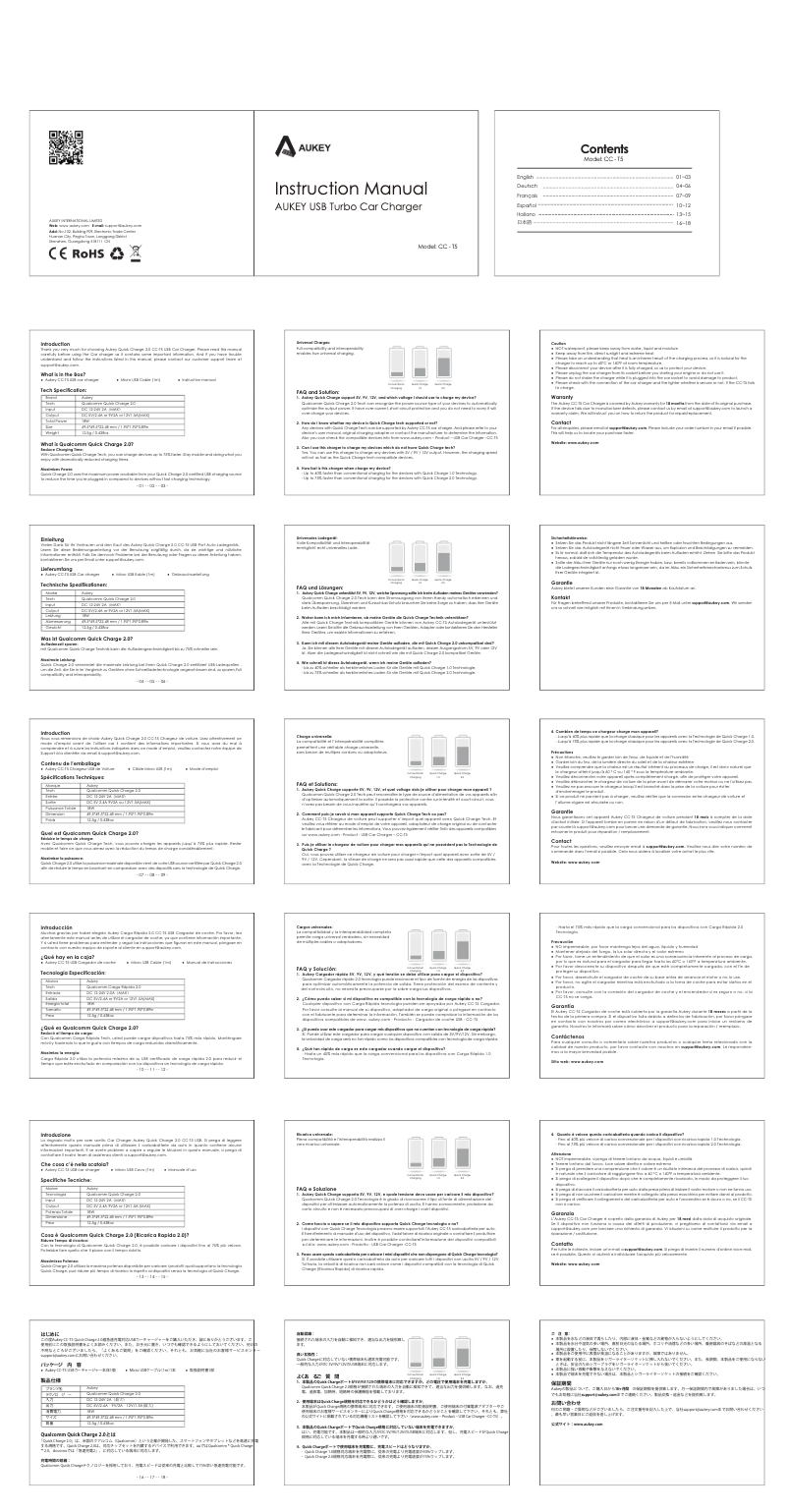 Page 1 de la notice Manuel utilisateur Aukey DR02