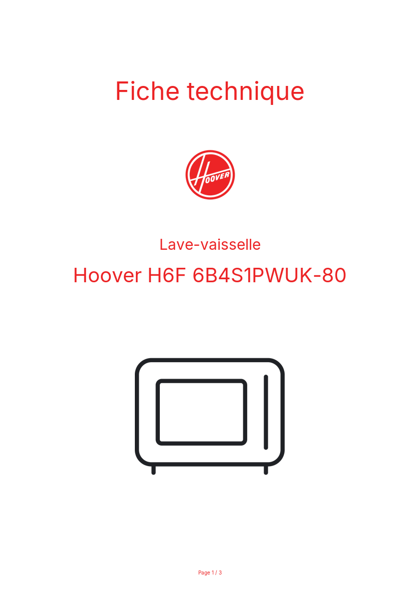 Image de la première page du manuel de l'appareil H6F 6B4S1PWUK-80