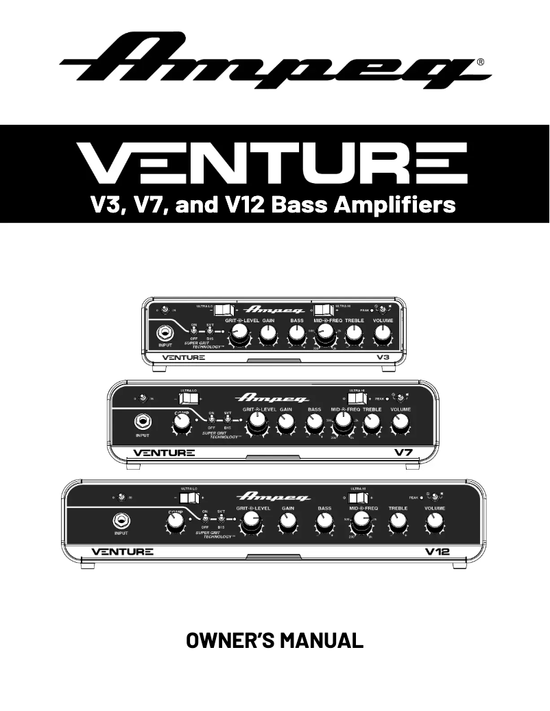 Page 1 de la notice Manuel utilisateur Ampeg Venture V12