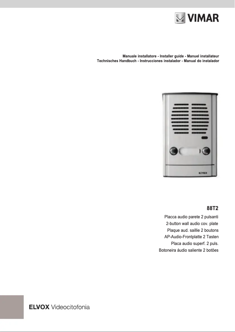 Page 1 de la notice Manuel utilisateur Vimar ELVOX 88T2