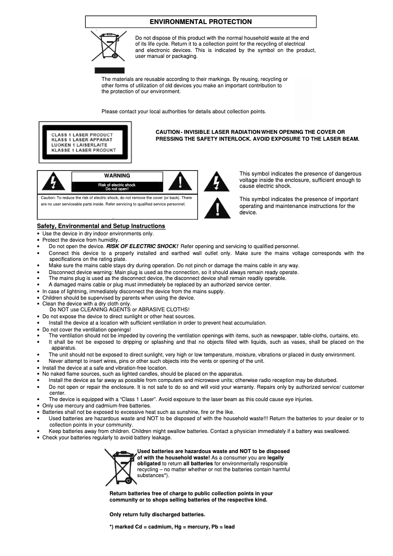 Page 1 de la notice Manuel utilisateur Soundmaster SCD 5403