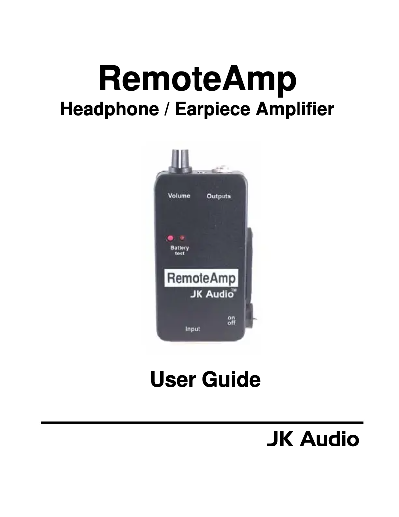 Page n°1 - Manuel utilisateur JK Audio RemoteAmp
