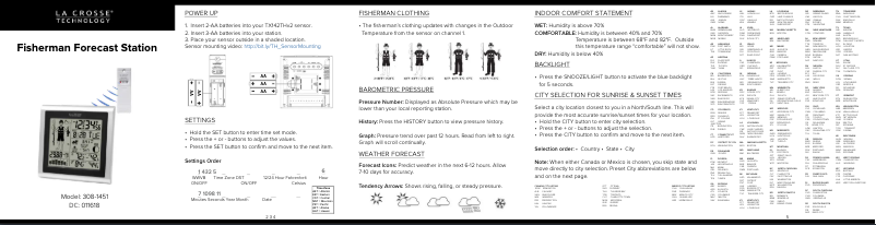 Page 1 de la notice Guide de démarrage rapide La Crosse Technology 308-1451V2