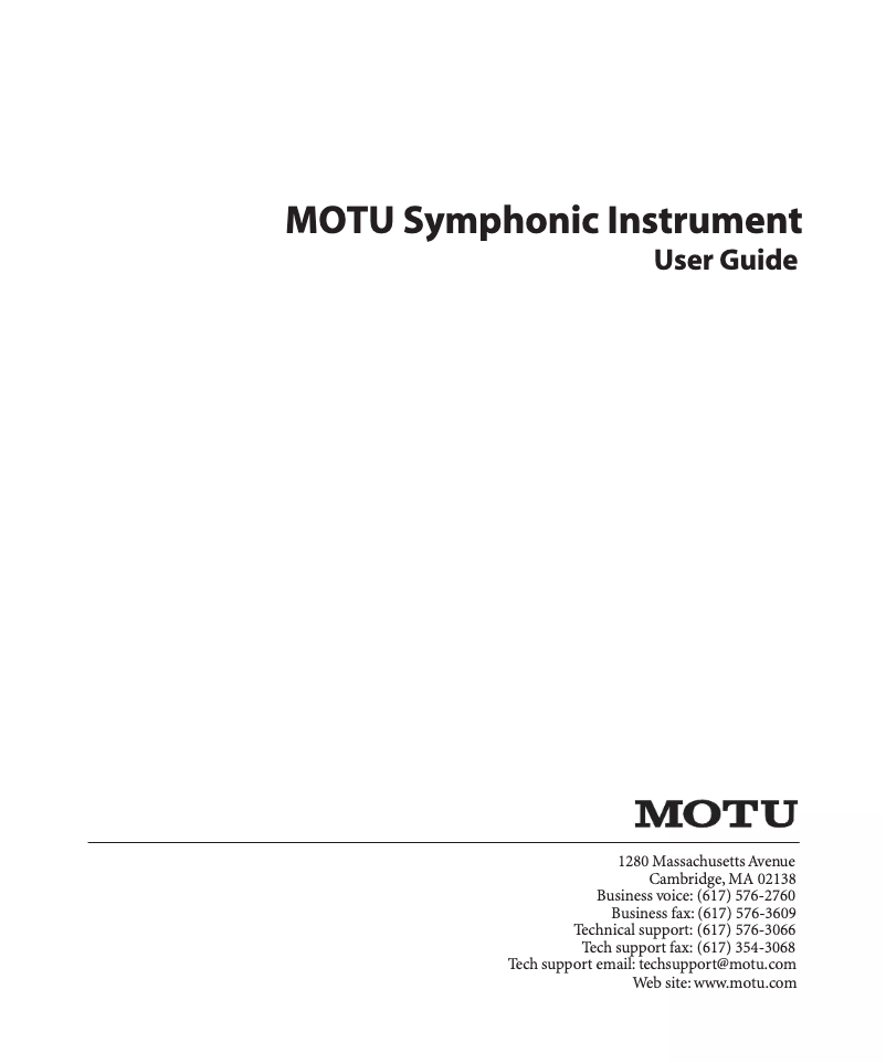 Page n°1 - Manuel utilisateur Motu Symphonic Instrument