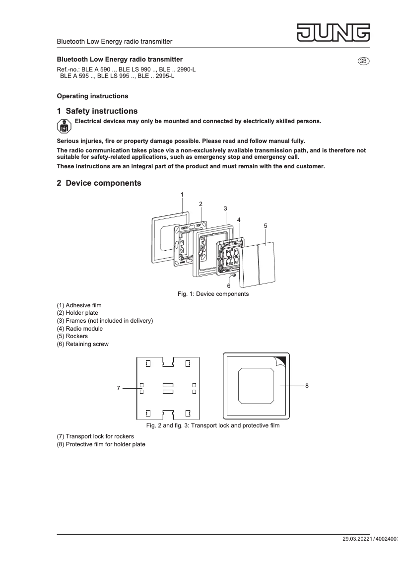 Página 1 del manual Manual de usuario JUNG BLELS990