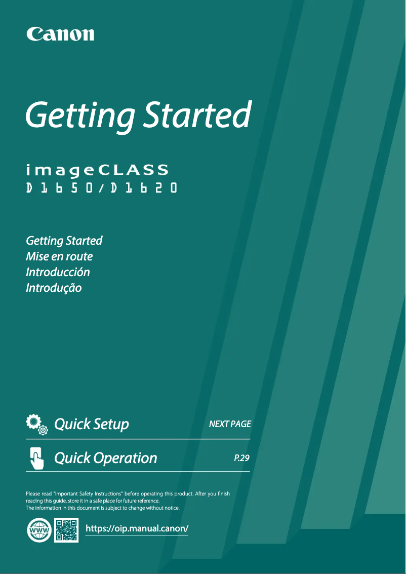 Image de la première page du manuel de l'appareil imageCLASS D1620