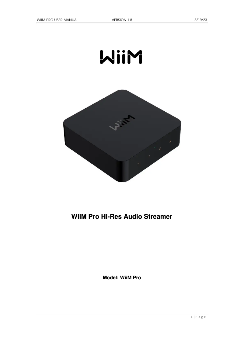 Page 1 de la notice Manuel utilisateur WiiM Pro